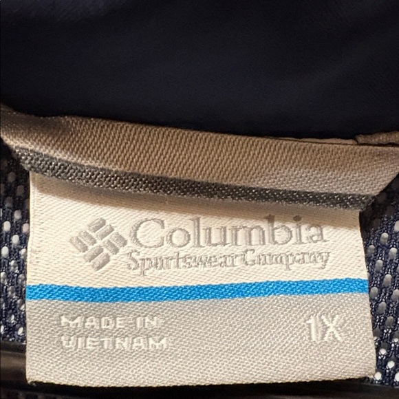 Columbia Omni-Tech Navy Waterproof Hooded Rain Jacket Size 1X - Picture 3 of 5